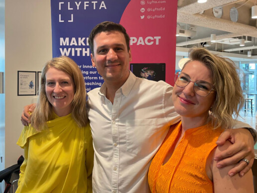 Kate with Serdar and colleague from Lyfta
