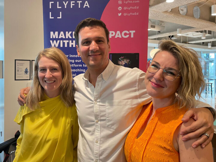 Kate with Serdar and colleague from Lyfta