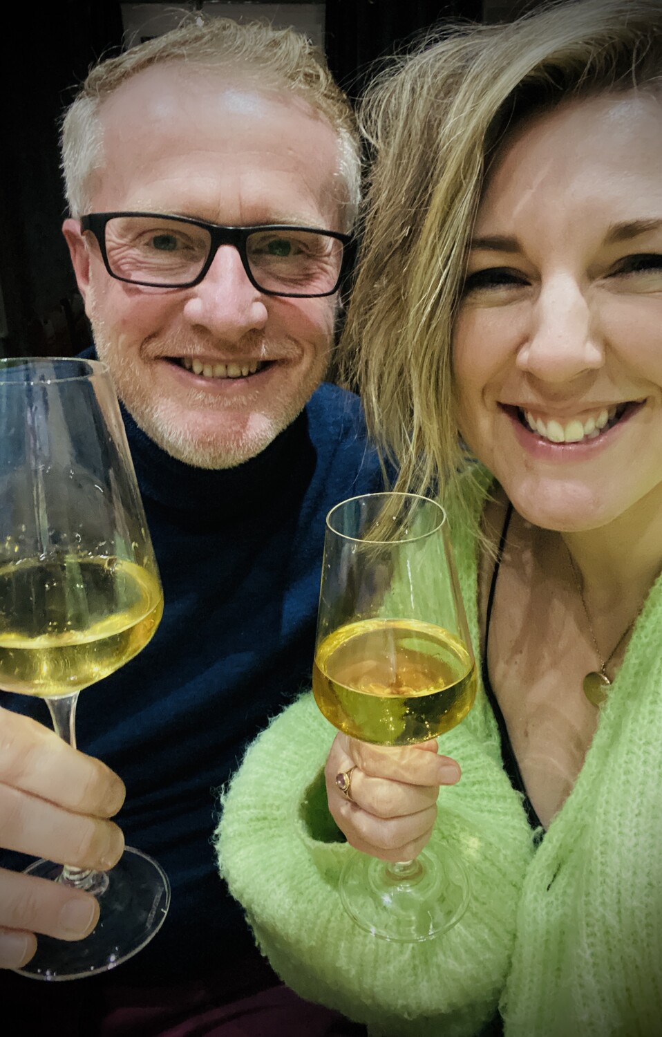 James and Kate drinking champagne